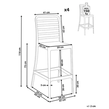 Barstol Seceda 4-pack - Utemöbler - Utestolar & fåtöljer - Barstol utomhus