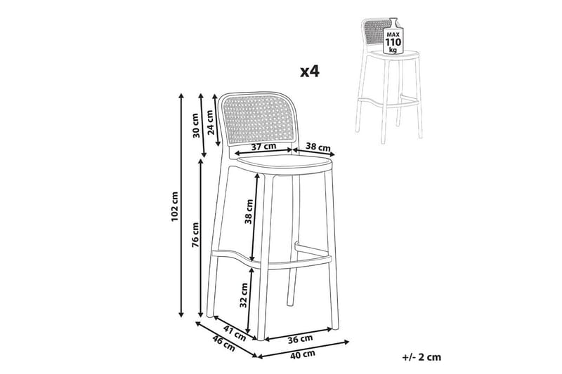 Barstol set om 4 Plose - Utemöbler - Utestolar & fåtöljer - Barstol utomhus