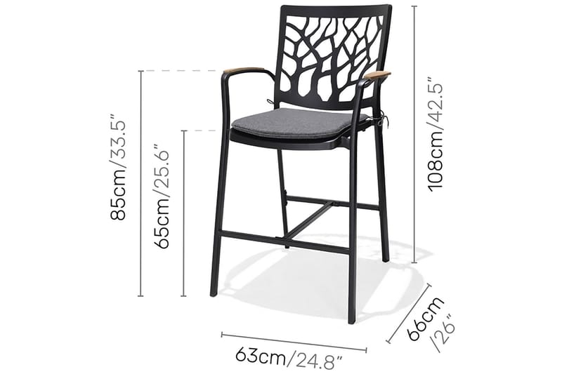 Portals Barstol Utomhus - Svart - Utemöbler - Utestolar & fåtöljer - Barstol utomhus
