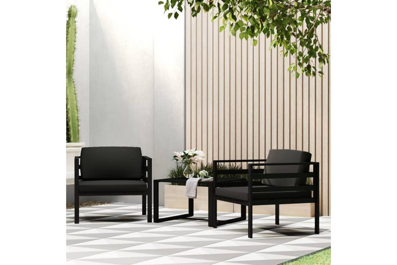 beBasic Fåtöljer 2 st med dynor aluminium antracit - Loungemöbler - Utefåtöljer & loungefåtöljer