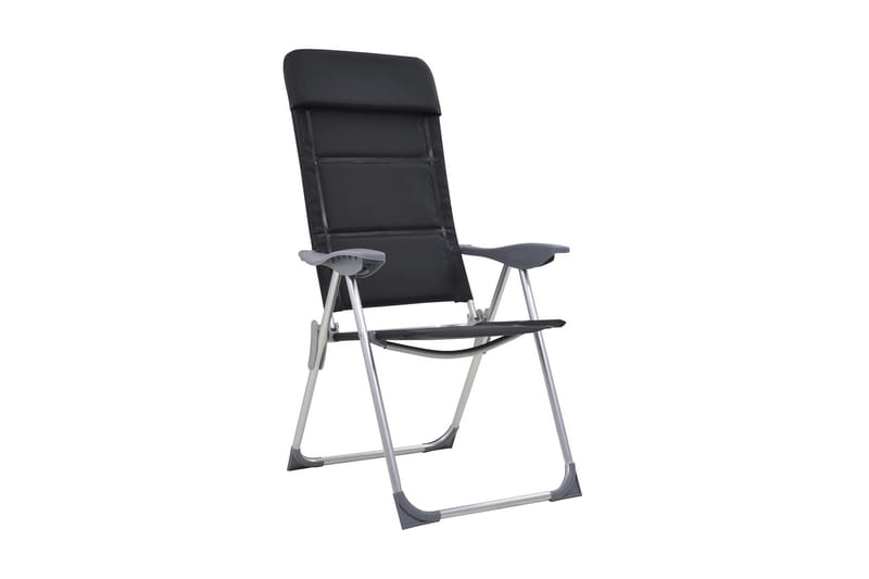 Campingstolar 2 st svart 58x69x111 cm aluminium - Svart - Utemöbler - Utestolar & fåtöljer - Brassestol & campingstol