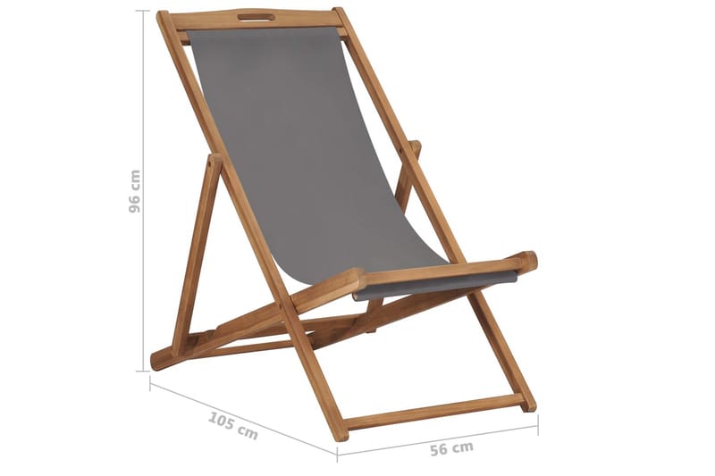 Hopfällbar strandstol massiv teak grå - Grå - Utemöbler - Utestolar & fåtöljer - Brassestol & campingstol