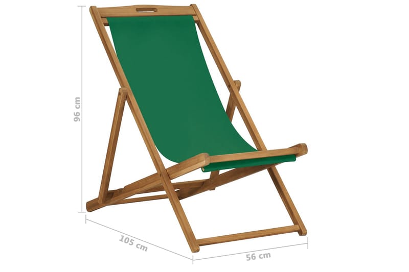 Hopfällbar strandstol massiv teak grön - Grön - Utemöbler - Utestolar & fåtöljer - Brassestol & campingstol
