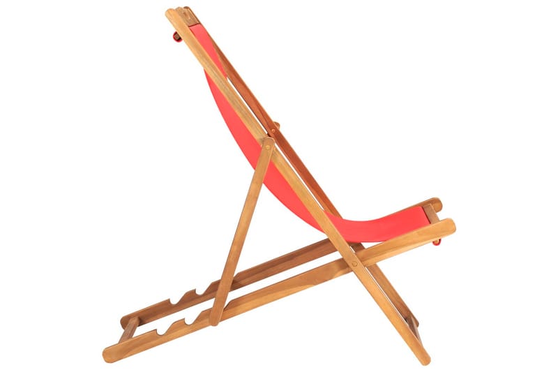 Hopfällbar strandstol massiv teak röd - Röd - Strandstol - Balkongstolar - Brassestol & campingstol