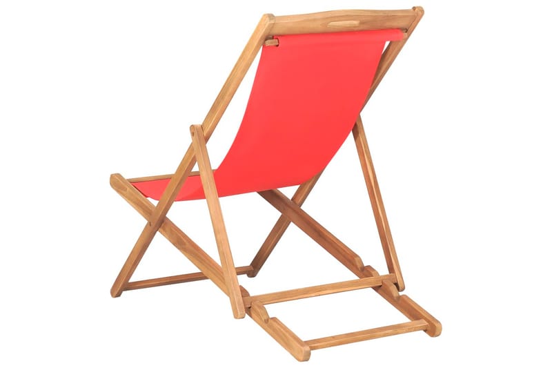 Hopfällbar strandstol massiv teak röd - Röd - Utemöbler - Utestolar & fåtöljer - Brassestol & campingstol