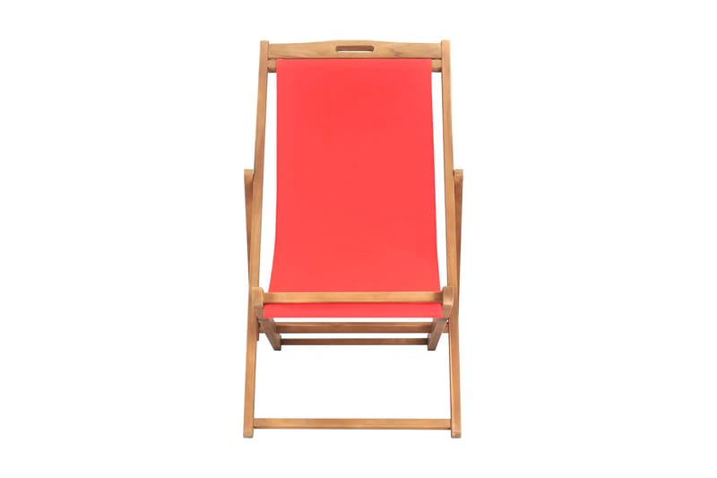 Hopfällbar strandstol massiv teak röd - Röd - Utemöbler - Utestolar & fåtöljer - Brassestol & campingstol