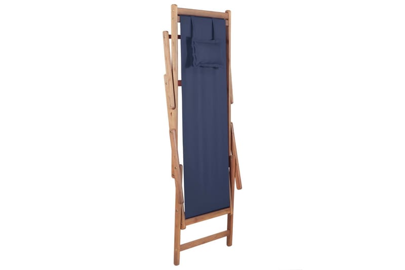 Hopfällbar strandstol tyg och träram blå - Blå - Loungemöbler - Utefåtöljer & loungefåtöljer