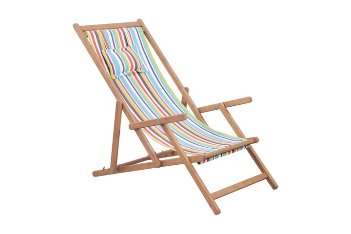 Hopfällbar strandstol tyg och träram flerfärgad - Strandstol - Brassestol & campingstol - Balkongstolar