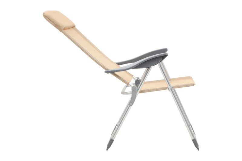Hopfällbara campingstolar 2 st aluminium gräddvit - Vit - Utemöbler - Utestolar & fåtöljer - Brassestol & campingstol