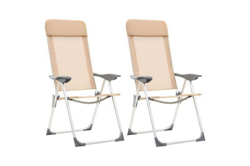 Hopfällbara campingstolar 2 st aluminium gräddvit - Vit - Utemöbler - Utestolar & fåtöljer - Brassestol & campingstol