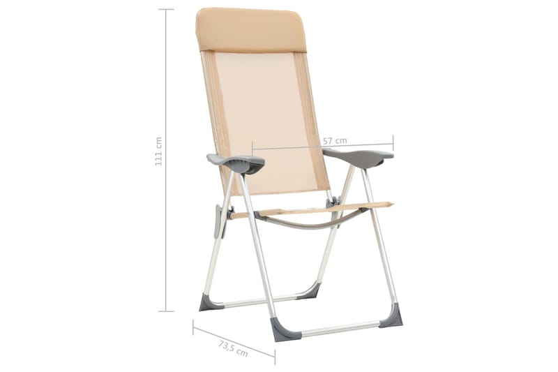 Hopfällbara campingstolar 2 st aluminium gräddvit - Vit - Utemöbler - Utestolar & fåtöljer - Brassestol & campingstol