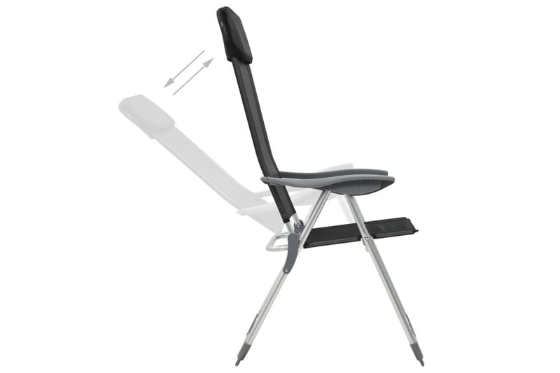 Hopfällbara campingstolar 2 st aluminium svart - Svart - Utemöbler - Utestolar & fåtöljer - Brassestol & campingstol