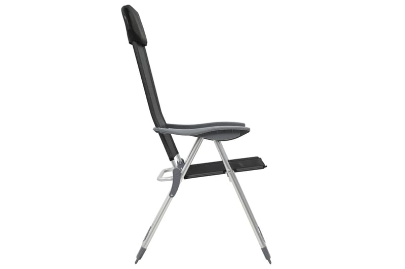 Hopfällbara campingstolar 2 st aluminium svart - Svart - Utemöbler - Utestolar & fåtöljer - Brassestol & campingstol
