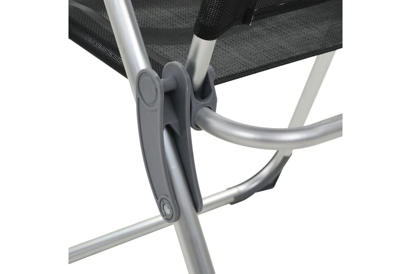 Hopfällbara campingstolar 2 st aluminium svart - Svart - Utemöbler - Utestolar & fåtöljer - Brassestol & campingstol