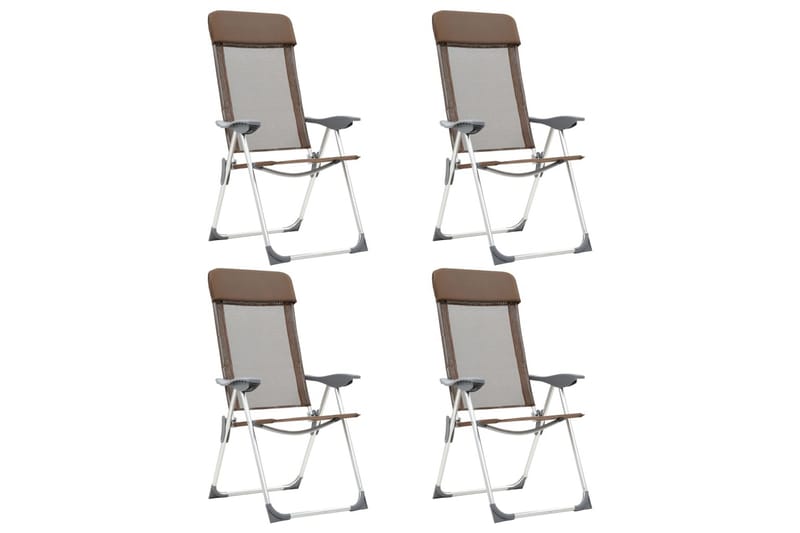 Hopfällbara campingstolar 4 st aluminium brun - Brun - Utemöbler - Utestolar & fåtöljer - Brassestol & campingstol