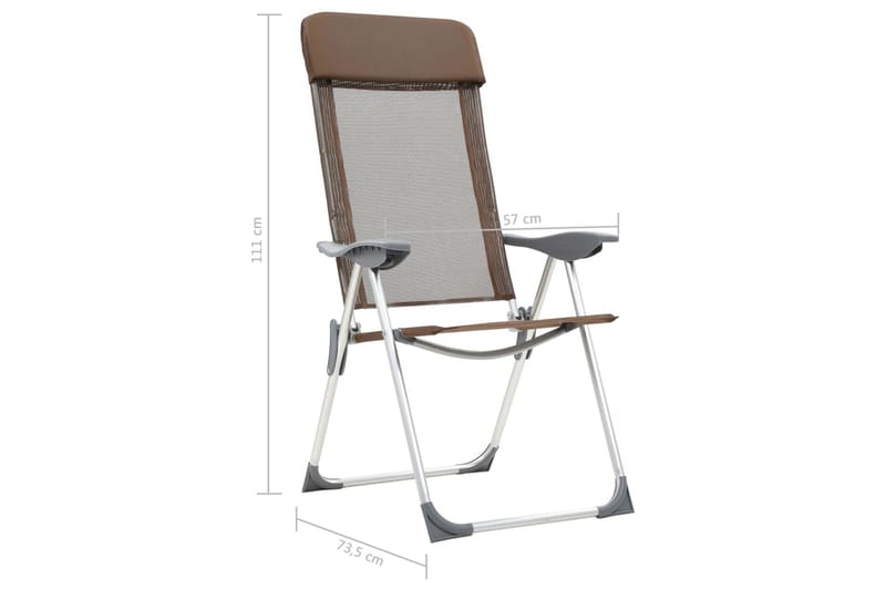 Hopfällbara campingstolar 4 st aluminium brun - Brun - Utemöbler - Utestolar & fåtöljer - Brassestol & campingstol