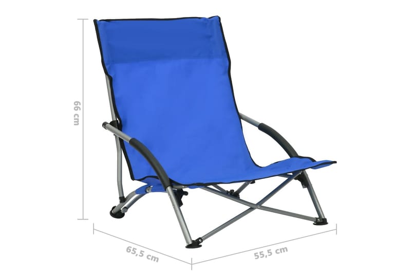Hopfällbara strandstolar 2 st blå tyg - Blå - Utemöbler - Utestolar & fåtöljer - Brassestol & campingstol