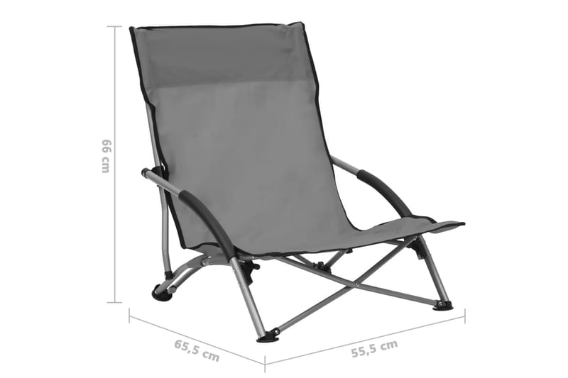 Hopfällbara strandstolar 2 st grå tyg - Grå - Utemöbler - Utestolar & fåtöljer - Brassestol & campingstol