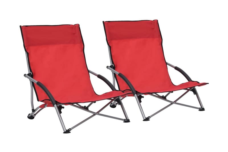 Hopfällbara strandstolar 2 st röd tyg - Röd - Utemöbler - Utestolar & fåtöljer - Brassestol & campingstol