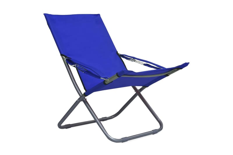 Hopfällbara strandstolar 2 st tyg blå - Strandstol - Brassestol & campingstol - Balkongstolar