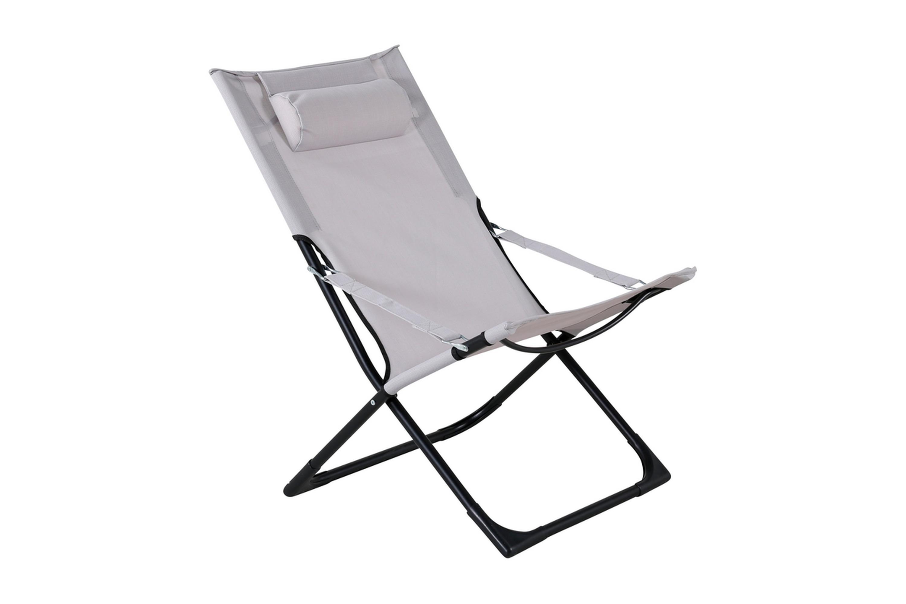 seville relaxstol vikbar med dyna - svart/grå