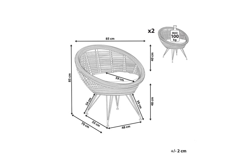 Carman Utefåtölj - Natural/Svart/Beige - Utemöbler - Utestolar & fåtöljer - Utefåtöljer & loungefåtöljer