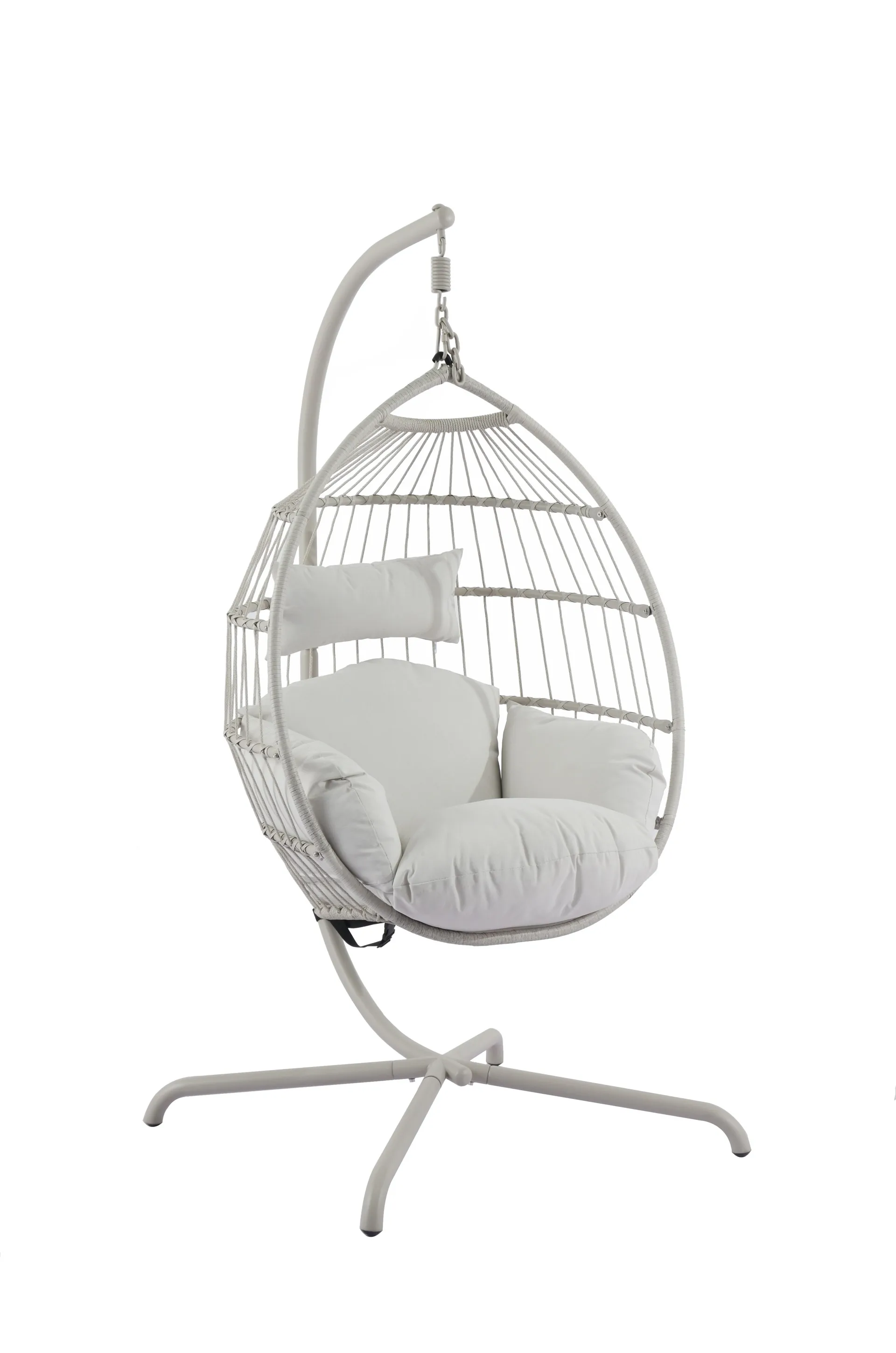 corvin hängstol med stativ utomhus - äggstol i stål - beige