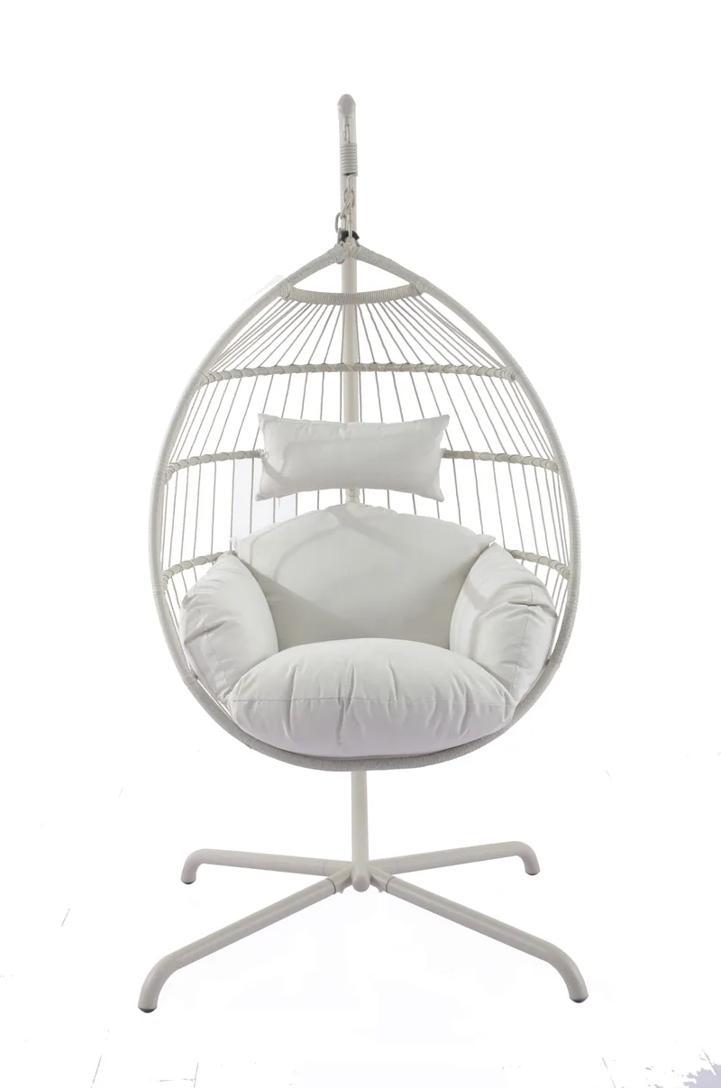 Corvin Hängstol med stativ utomhus - Äggstol i stål - Beige - Utemöbler - Utestolar & fåtöljer - Hängstol