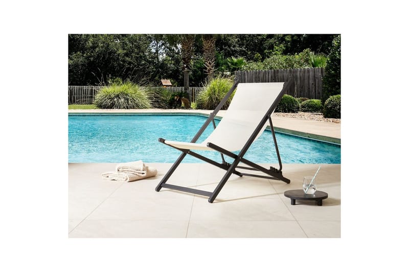 Däckstol hopfällbar Locri II - Beige, svart - Utemöbler - Utestolar & fåtöljer - Solstol