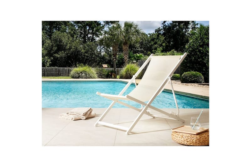 Däckstol hopfällbar Locri II - Beige, vit - Utemöbler - Utestolar & fåtöljer - Solstol