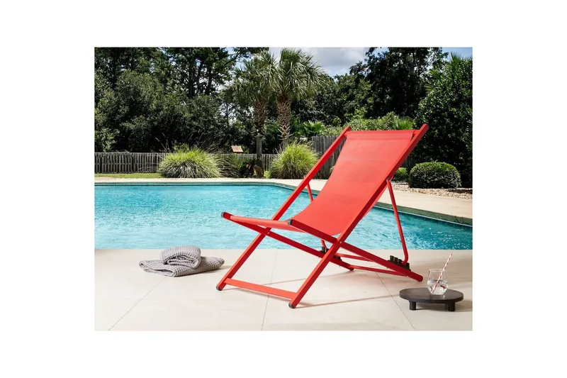 Däckstol hopfällbar Locri II - Röd - Utemöbler - Utestolar & fåtöljer - Solstol