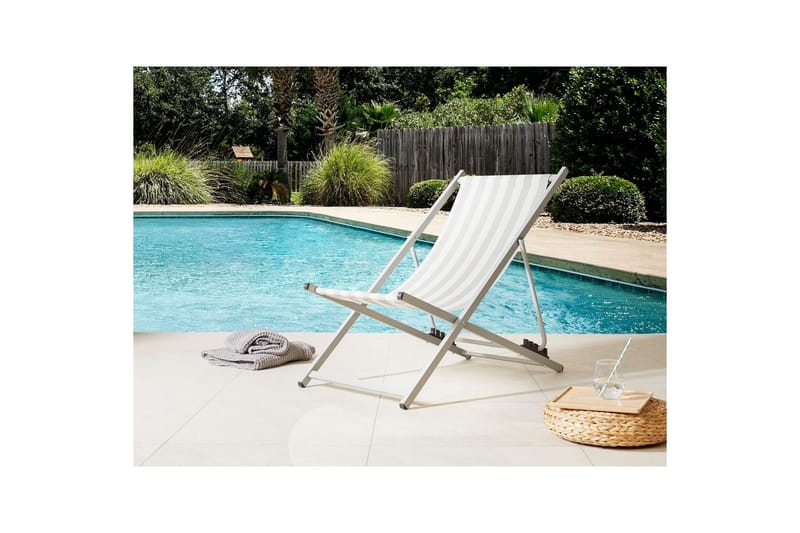 Däckstol hopfällbar Locri II - Vit, Grå - Utemöbler - Utestolar & fåtöljer - Solstol