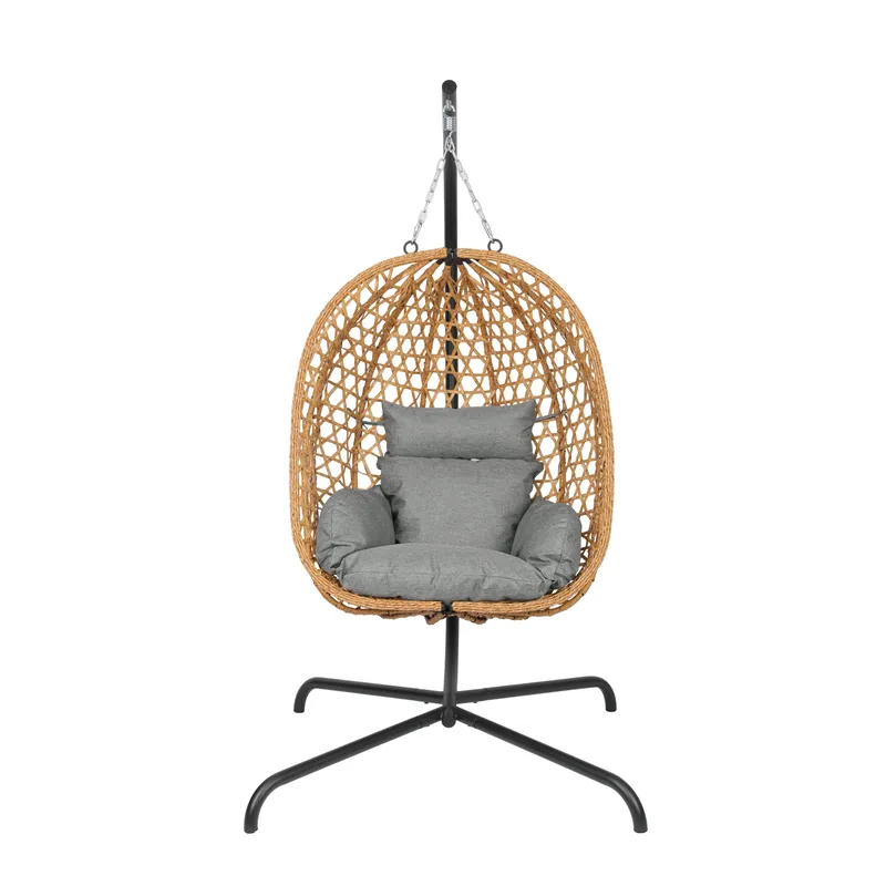 Etna Hängstol med stativ utomhus - Äggstol i konstrotting - Brun - Utemöbler - Utestolar & fåtöljer - Hängstol
