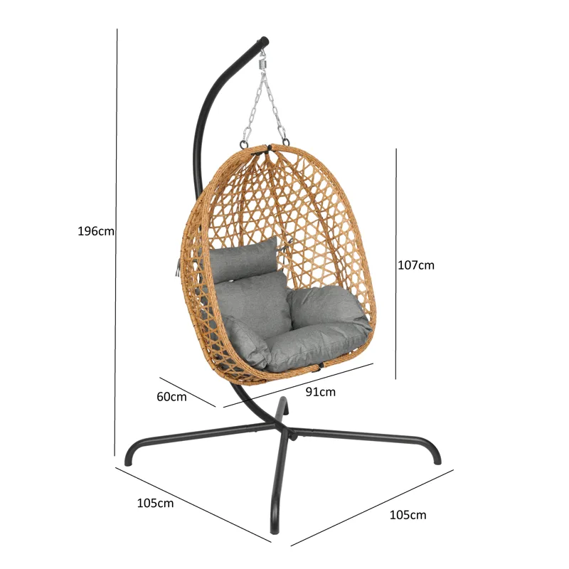 Etna Hängstol med stativ utomhus - Äggstol i konstrotting - Brun - Utemöbler - Utestolar & fåtöljer - Hängstol