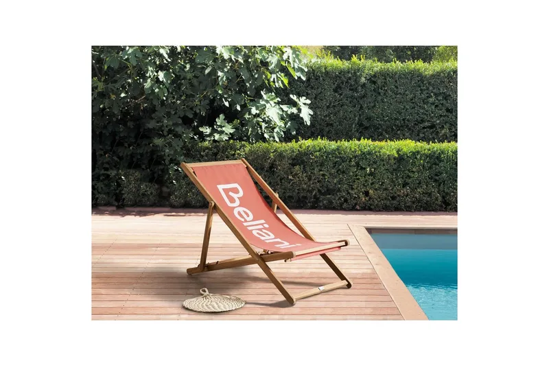 Fällbar däckstol Anzio - Rött, ljust trä - Utemöbler - Utestolar & fåtöljer - Solstol