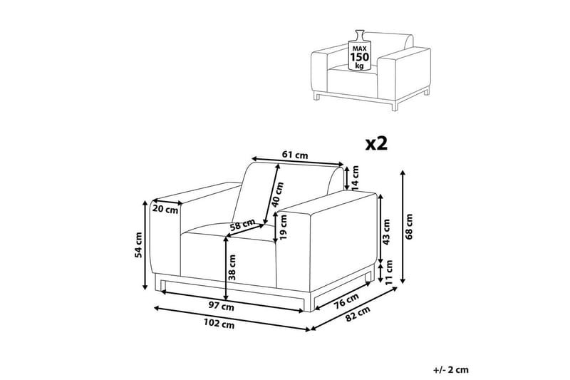Fåtölj set om 2 Rovigo - Ljusgrå, vit - Utemöbler - Utestolar & fåtöljer - Utefåtöljer & loungefåtöljer