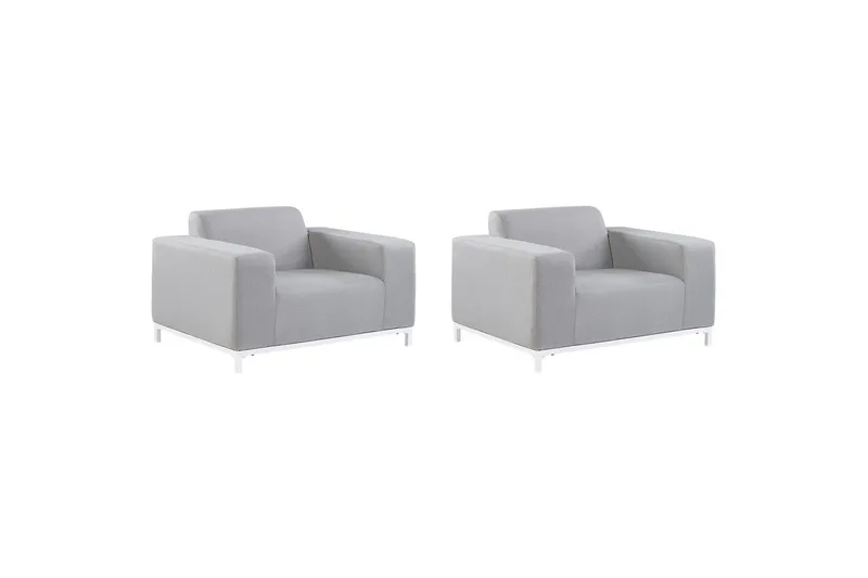 Fåtölj set om 2 Rovigo, Ljusgrå, vit