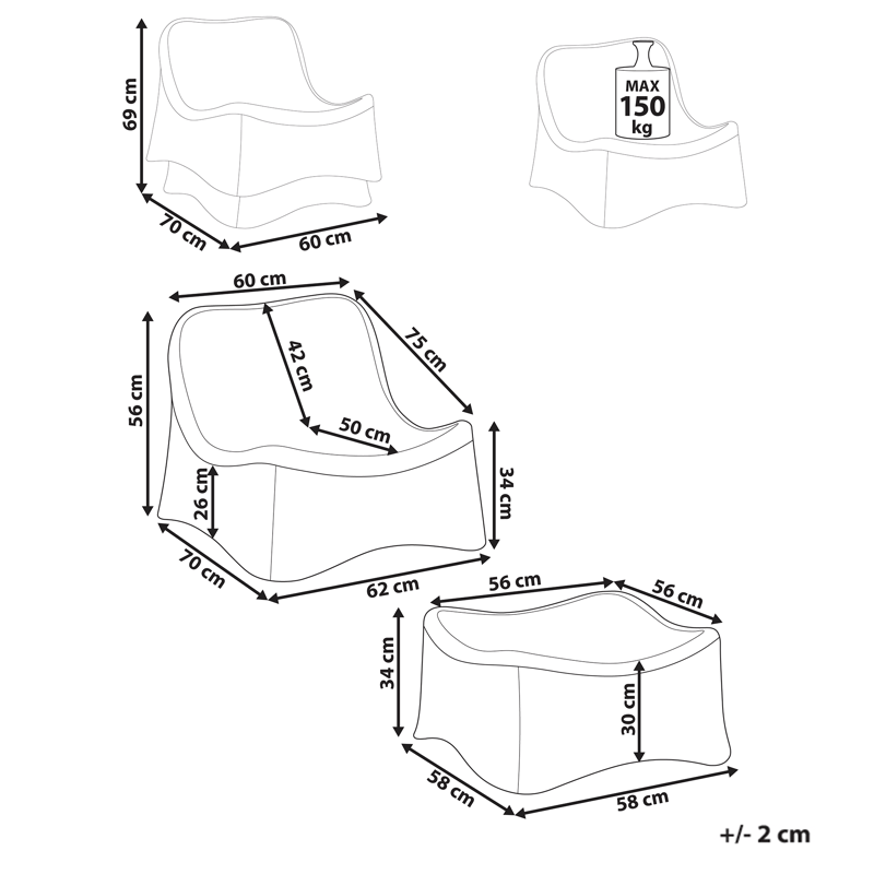Fåtölj utomhus med Fotpall Aigani Rotting - Naturlig/Beige - Utemöbler - Utestolar & fåtöljer - Utefåtöljer & loungefåtöljer