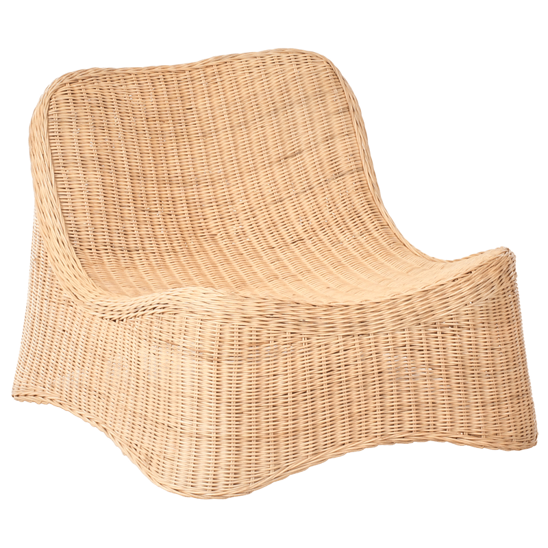 Fåtölj utomhus med Fotpall Aigani Rotting - Naturlig/Beige - Utemöbler - Utestolar & fåtöljer - Utefåtöljer & loungefåtöljer