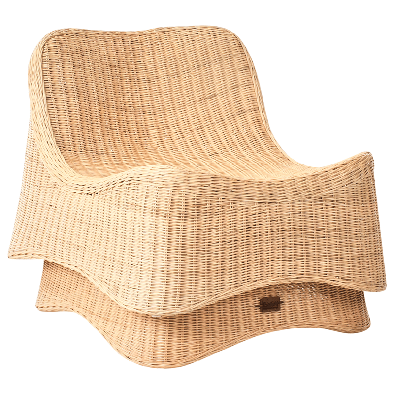 Fåtölj utomhus med Fotpall Aigani Rotting - Naturlig/Beige - Utemöbler - Utestolar & fåtöljer - Utefåtöljer & loungefåtöljer