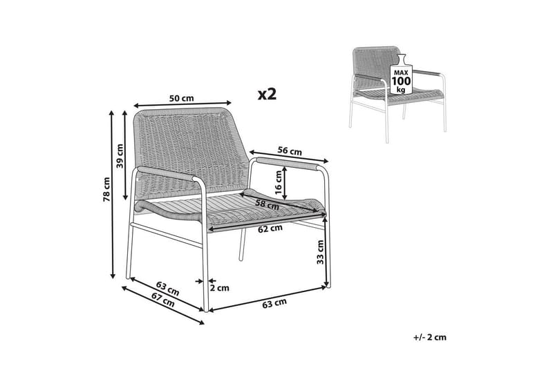 Fåtölj Prasimo set om 2 - Utemöbler - Utestolar & fåtöljer - Utefåtöljer & loungefåtöljer