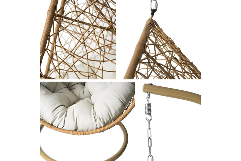 Fogo Hängstol Utomhus - Hängfåtölj - Hänggunga med stativ till balkong uteplats 95 cm - Brun/Beige - Utemöbler - Utestolar & fåtöljer - Hängstol