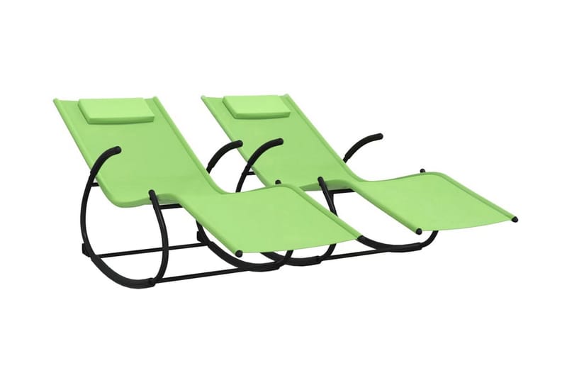 Gungande solsängar 2 st grön stål och textilene - Grön - Solsängar & solvagnar