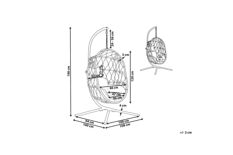 Hängstol Adria - Vit, Grå - Utemöbler - Utestolar & fåtöljer - Hängstol