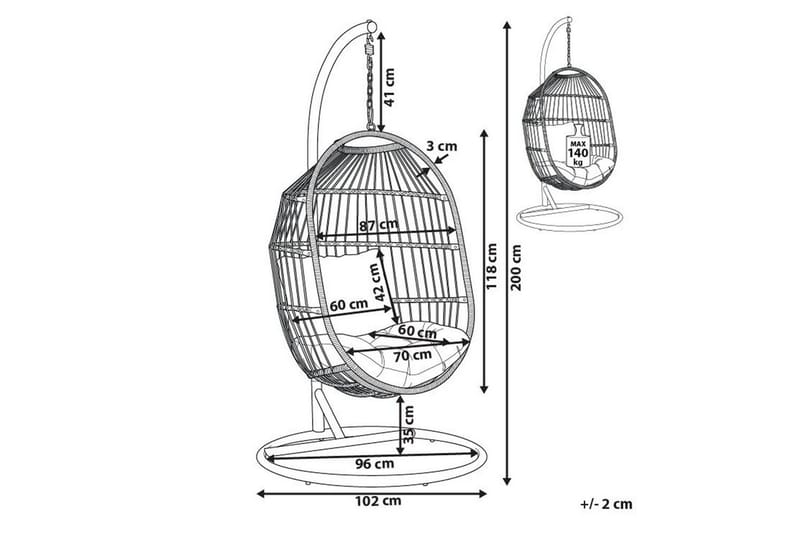 Hängstol Alba - Svart, Grå - Utemöbler - Utestolar & fåtöljer - Hängstol