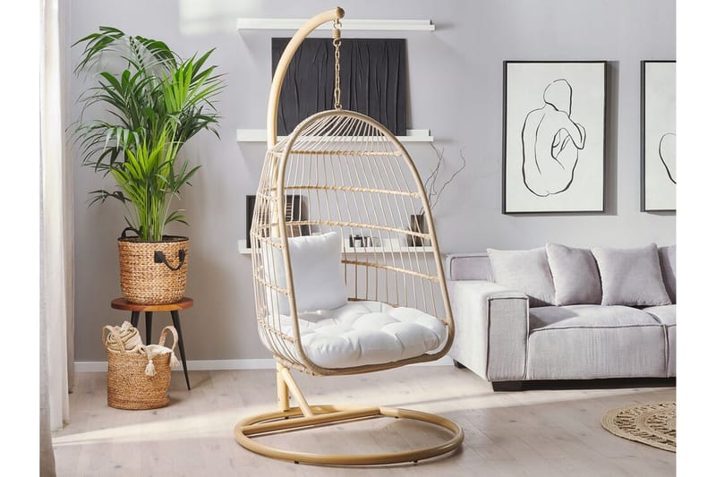 Allera Hängstol Utomhus med Stativ - Beige/Vit - Utemöbler - Utestolar & fåtöljer - Hängstol