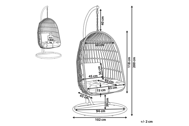 Allera Hängstol Utomhus med Stativ - Beige/Vit - Utemöbler - Utestolar & fåtöljer - Hängstol