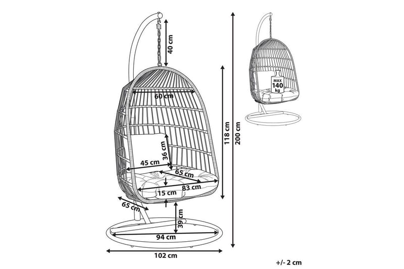 Hängstol Allera - Svart, Grå - Utemöbler - Utestolar & fåtöljer - Hängstol