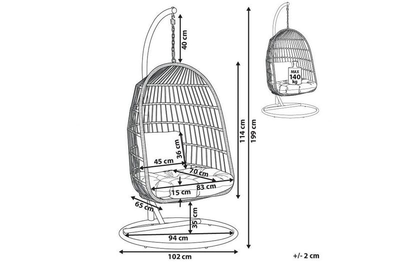 Hängstol Allera - Vit, Grå - Utemöbler - Utestolar & fåtöljer - Hängstol