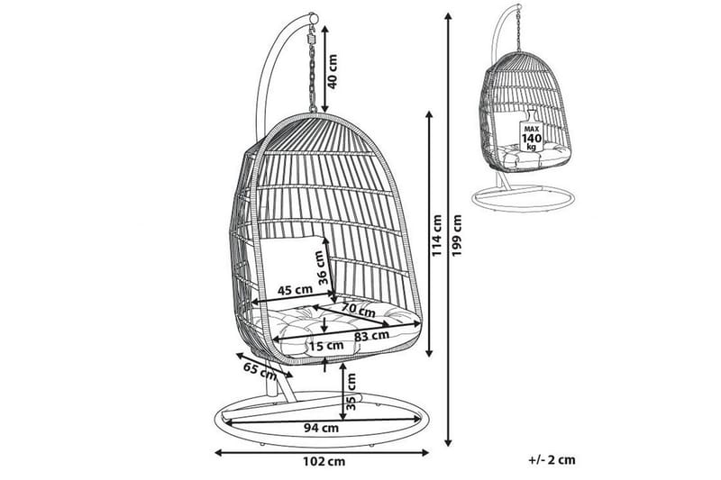 Hängstol Allera - Vit, Grå - Utemöbler - Utestolar & fåtöljer - Hängstol